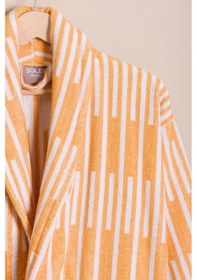 Resim Piano %100 Pamuk Jakarlı Unisex Bay-bayan Bornoz Sarı 