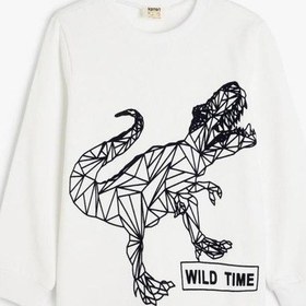 Resim Koton Erkek Çocuk Dinozorlu Sweatshirt Şardonlu Uzun Kollu Bisiklet Yaka 001 