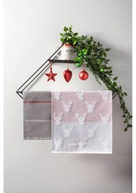 Resim Christmas Yeni Yıl Temalı 2'li Hediyelik Havlu Set 30x50 Cm Beyaz - Kırmızı 