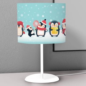 Resim instababyrooms Penguen Desenli Çocuk Odası Dijital Baskılı Çocuk Odası Masaüstü Abajur Avize 