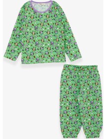 Resim Breeze Kız Bebek Pijama Takımı Eğlenceli Kuş Desenli 9 Ay-3 Yaş, Su Yeşili 