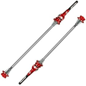 Resim Qingmipy Alüminyum Titanyum Alaşımlı Hafif Dayanıklı Bisiklet Hızlı Çıkartma Çubuğu - 100mm Ön/135mm Arka Eksen Uyumlu - Kırmızı 