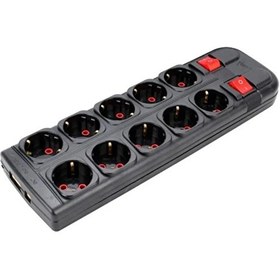 Resim Flagen 5+5 10'lu Kablosuz Anahtarlı Grup Priz Siyah SİSTEM 2000 