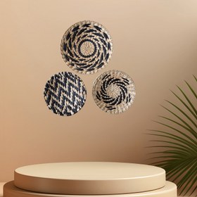 Resim 3 Adet Bohemyan Duvar Sepeti Dekoru - El Yapımı Kağıt Dokuma Yuvarlak Asılı Çiftlik Evi Oturma Odası Yatak Odası Mutfak Ev İçin Uygun Şık 3D Duvar Sanatı, Çoklu Boyutlar (Klasik) 