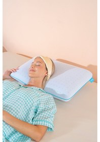 Resim Color Terapi Hava Kanallı Mavi Ortopedik Visco Yastık 60x40x15 Cm Beyaz 