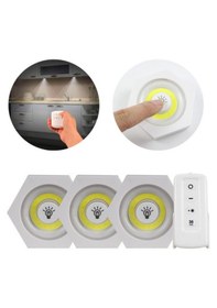 Resim 3 Lü Premium Kablosuz Led Dokunmatik Lamba Seti Köşeli Uzaktan Ku Beyaz 