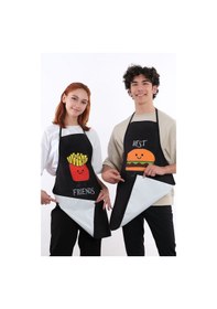Resim Beautiful İkili Paket Sıvı Geçirmez Su Geçirmez Mutfak Önlüğü Hamburger Siyah 