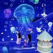 Resim Karousel gece lambası/projeksiyon ışığı, 21 film sahnesi anahtarı, yıldızlı gökyüzü ve galaksi projektörü, 360° dönebilir, festival hediyesi/doğum günü hediyesi/Sevgililer Günü/Noel/Cadılar Bayramı/Paskalya için ideal 