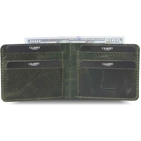 Resim Guard Leather Guard Antik Yeşil El Yapımı Deri Erkek Cüzdanı Çok Renkli 
