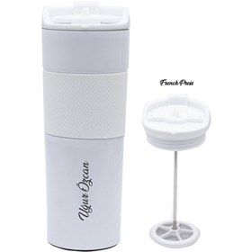 Resim hediyerengi Isme Özel Premium French Press Çelik Termos 500 ml 
