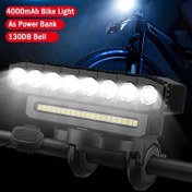 Resim 1 adet LED Bisiklet Farı, Çok Parlak, 6 Mod, Tip-C Şarj Edilebilir, Dahili Hoparlör, Gece Sürüşleri İçin Mükemmel 