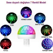 Resim Karva Müziğe ve Sese Duyarlı USB Girişli Mini Disko Topu 