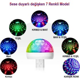 Resim Karva Müziğe ve Sese Duyarlı USB Girişli Mini Disko Topu 