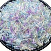Resim 300 Adet PUKAMAM 7x2mm Uzun Tüp Cam Tohum Aralayıcı Boncuklar - Pastel Mavi & Mor, 0.53oz Paketi DIY Takı Yapımı, Bileklik, Kolye, El İşi Malzemeleri, Gradyan Renkli Boncuklar, Düz Yüzeyli Boncuklar 