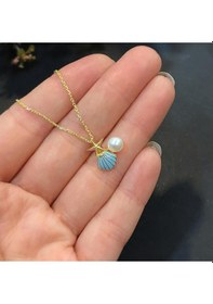 Resim Stela Deniz Kabuğu İncili Gümüş Kolye 