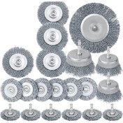 Resim Vigortrading Pirinç Kaplamalı Tel Fırça Tekerleği ve Çanak Fırça Seti, 1/4 Inç Saplı B (Yurt Dışından) 