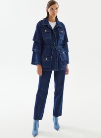 Resim Kadın Kolları Kısalabilen Denim Ceket - S 