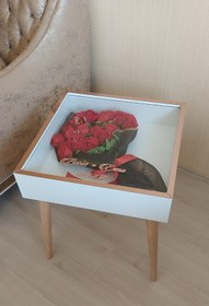 Resim Verda Çerçeve Beyaz-rosegold Derin Isim Tarihli Anı Sehpası! Özel Gün Çiçekleriniz Için Yan Sehpa Hkmyan1 