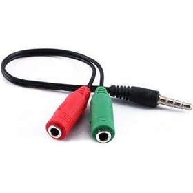 Resim 3.5 mm kulaklık mikrofon ayırıcı birleştirici erkek dişi kablo 