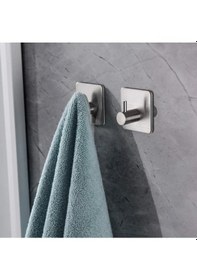 Resim 2 Adet Paslanmaz Çelik Inox Banyo Askısı / Bornoz Askısı / Havlu Gümüş 