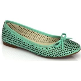 Resim Su Yeşili Hakiki Deri Bayan Babet Ayakkabı Su Yeşili 