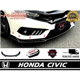 Resim Body Kit Ön Lip 3 Parça Honda Civic Fc5 Kasa Uyumlu Parlak Siyah N11.4827 