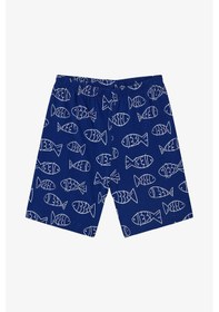 Resim Penti Erkek Çocuk Fish Pamuklu Pijama Takımı Koyu Mavi 