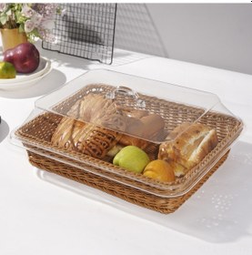 Resim Reedark Küçük Boy 25x35cm Akrilik Ekmek Sepeti - Manşetli, İpek Taklit Örgü, Sebze-meyve Sulama, Atıştırmalık Saklama Sepeti Çok Renkli 