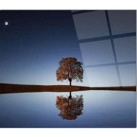 Resim Olinpa Cam Ocak Arkası Koruyucu | Yalnız Ağaç Desenli 