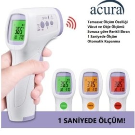Resim Temassız Kızılötesi Ateş Ölçer Renkli Ekranlı, Nesne Ve Vücut Ölçer Ac-9270 Çok Renkli 