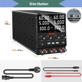 Resim Smartgift 0-60V/5A-120V/5A-60V/10A Ayarlanabilir Dc Güç Kaynağı Voltaj Regülatörü Çift Çıkışlı Siyah 