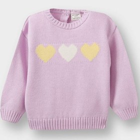 Resim Defacto Kız Bebek Bisiklet Yaka Kalp Desenli Kazak C8089a525aupr251 Mor 