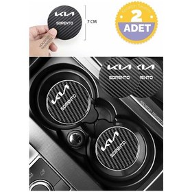 Resim Kia Sorento Yazılı Karbon Bardak Altlığı Kia Armali Sorento İçin Spor Ve Şık 7 Cm 2 Adet Tasarım 2 Adet 