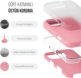 Resim Babilden iPhone 16 Pro Kılıf İnce Sıvı Silikon 3 Katmanlı Tam Kaplamalı Yumuşak Jel Kauçuk Kılıf Kapak (Toz Pembe (7) 