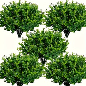Resim 6'lı Paket UV Dirençli Yapay Buxus Çalılar - Gerçekçi Dış Mekan Plastik Yeşillikler için Veranda, Bahçe, Düğün ve Bayram Dekorasyonu (Bayram, Diwali, Anneler Günü, 4 Temmuz) - Bakım Gerektirmeyen Sahte Bitkiler, Saksı Gerekmez, Veranda Bitki Süslemesi | Gerçekçi Buxus Çalıları | Canlı Görünümlü Yapraklar, Yapay Dış Mekan Bitkileri 