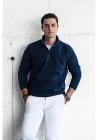 Resim Slimfit Fermuar Yaka Erkek Polar Sweatshirt 001 