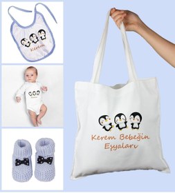 Resim Ejoya Bebeklere Özel Çantasında Kişiye Özel Zıbın Önük Ve Patik Bebek Hediye Seti 109769 