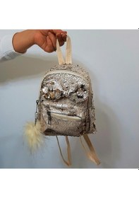 Resim Fiyra Crn Krem Pullu Kız Çocuk Sırt Çantası 16cmx20cmx10cm Krem 