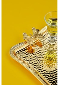 Resim Cooker Kelebekli Metal Dikdörtgen Gold Sunum Tepsisi 27x18 Cm Ckr3173 Diğer 