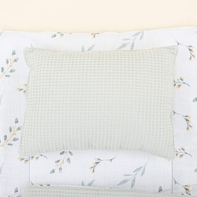 Resim Alt Açma Matı ve Yastık - Çift Taraflı - Açık Yeşil Petek - Yapraklar 