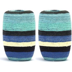 Resim 2 Adet Diş Fırçalık Mavi Örgü Poliresin 7x7x11cm Banyo Seti Çok Renkli 