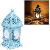 Resim Mumluk Metal Fener Dekoratif Mumluk Fener Turkuaz 