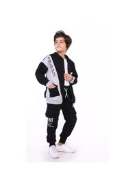 Resim Toontoy Kids Toontoy Erkek Çocuk Garni Detaylı Baskılı Eşofman Takımı Siyah 