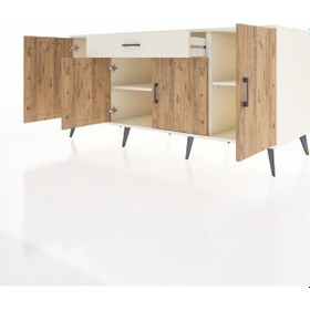 Resim Kronos Konsol 3 Raflı Tek Çekmeceli 4 Kapaklı 176x59x83 Aytaşı-çam/aytaşı Çam/aytaşı 