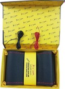 Resim Direksiyon Kılıfı Siyah Kırmızı Dikişli Hakiki Deri 38 Cm Tüm Ara 