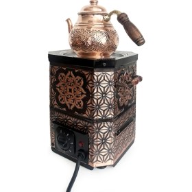 Resim Emsalsan Bakır Elektrikli Nostaljik Semaver Çay Kazanı 3l Eskitme Vernikli 