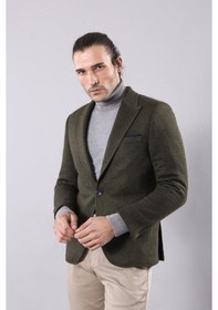 Resim Wessi Yün Tek Düğmeli Yeşil Slim Fit Ceket Siyah 