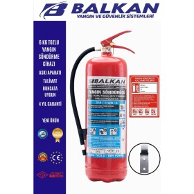 Resim BALKAN YANGIN VE GÜVENLİK SİSTEMLERİ 6kg Ruhsata Uygun 4 Yıl Tozlu Yangın Tüpü (Talimat-Askı) 