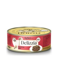 Resim Plus Delizzia / Sos İçinde Parça Etli Dana Etli Yetişkin Kedi Maması 85g X 24 Adet 