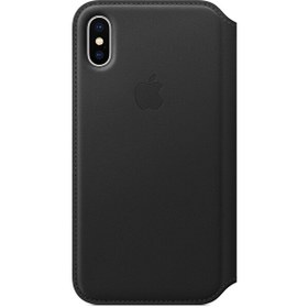 Resim iPhone X Siyah Deri Folyo Kılıf MQRV2ZM/A 